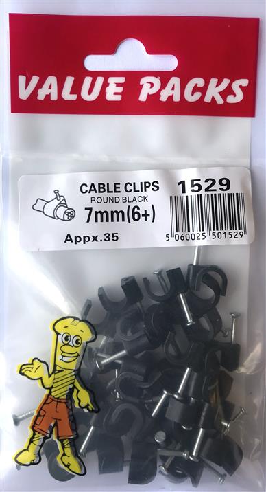 1529 - CCBK7.0 - 7.0mm Black Cable Clips Round - 30/PK | Organize Wires Efficiently