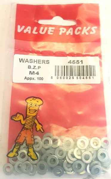 4551 Rondelles en acier zingué WM4 M4 - 100/paquet | Fournitures de quincaillerie de qualité