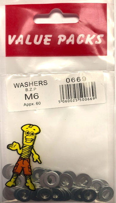 0669 - WM6 - M6 Steel Washers Zinc - 60/PK | Quality Fasteners