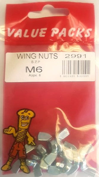 2991: Get Quality WNM6 M6 Winged Zinc Nuts - 8/PK (Approx)