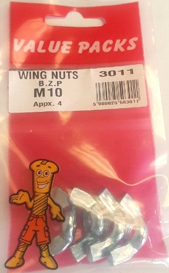 3011 : Écrous à oreilles M10 zingués – Lot de 4 – Sûrs et durables