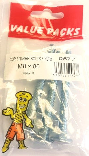 Vis à tête carrée CBM8X80 en zinc – Lot de 3 | Matériel M8 x 80 pour fixation sécurisée