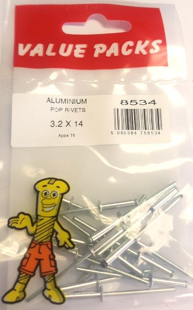 8534: Rivet aluminium PR3.2X14 - 15/paq.