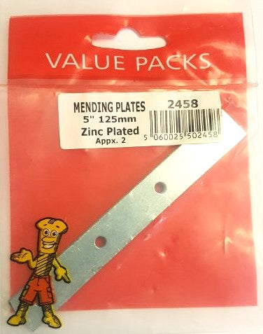 2458: ZMP500 125mm Zinc Mending Plates - Pack of 2