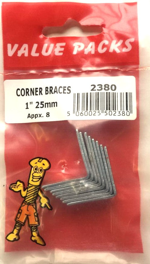 2380 - ZCB100 - 1 25mm Corner Brackets Zinc - 7/PK - Quality Hardware Supplies