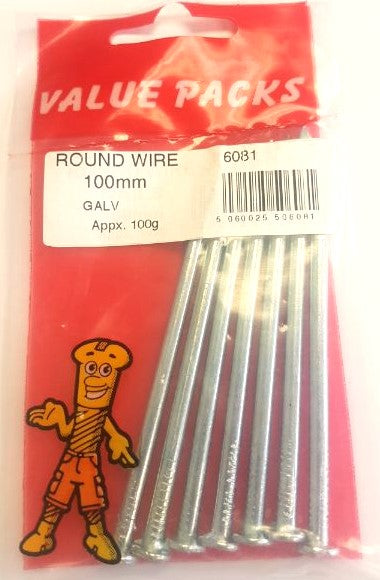6081 - NRG100 Clous ronds galvanisés 100mm - 100g/PK