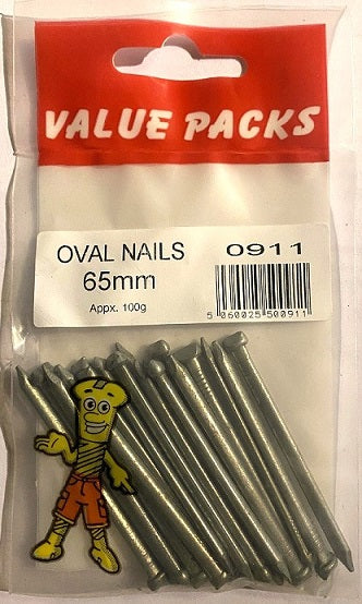 0911 - NO65 Oval Nails: 65mm, 130g/PK - High-Quality Nail Supplies