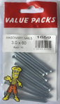 1659: NM60 Zinc Masonry Nails 3.0 x 60 - 15/PK