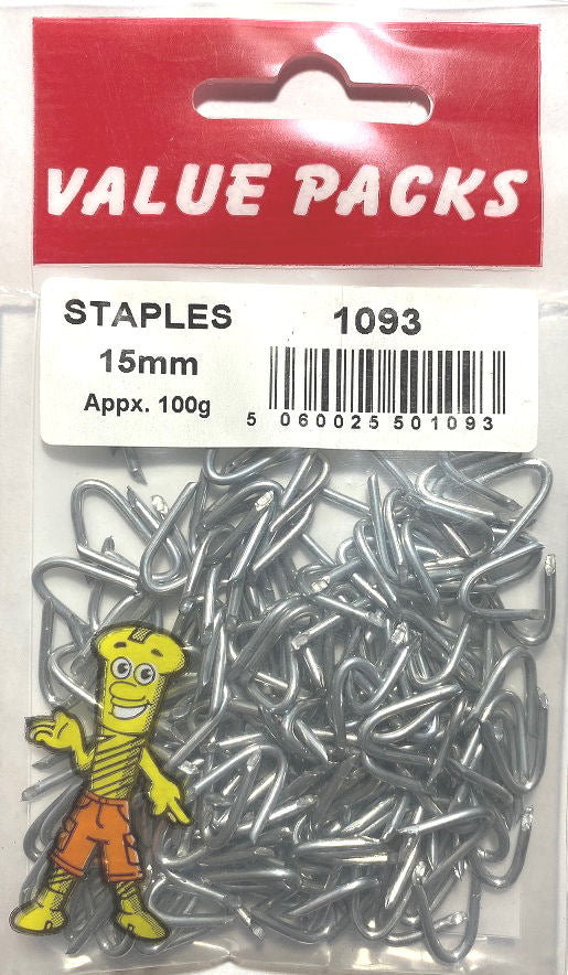 1093 NS15 15mm Galvanised Netting Staples 100g/PK