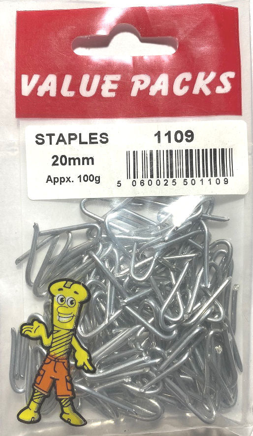 1109 NS20 20mm Netting Staples Galvanised 100g/PK