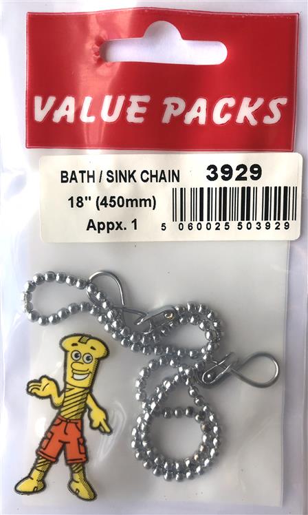 3929 - BSC18 - Chaînette pour siphon de bain/lavabo de 18 po - 1/PAQ