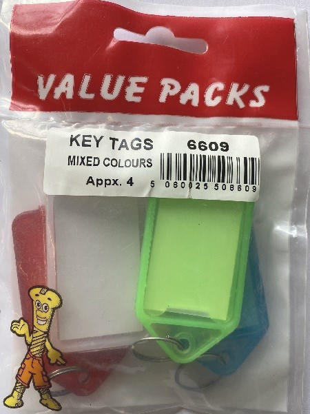 6609 KTL Étiquettes de Clés Grandes Couleurs Lot de 4 | Organisez Efficacement Vos Clés