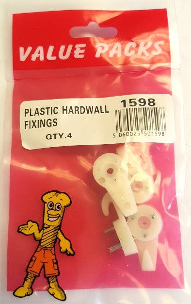 1598 - HW - Hardwall Fixings Small - 4/PK: Secure Your Décor Easily