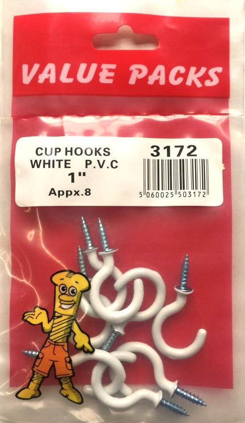 Pattes à vis polyvalentes en PVC blanc de 2,5 cm - Lot de 8