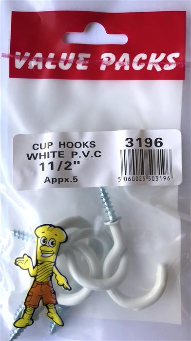 3196 : Organisez-vous avec les crochets en PVC blanc CHW150 de 3,8 cm – lot de 5