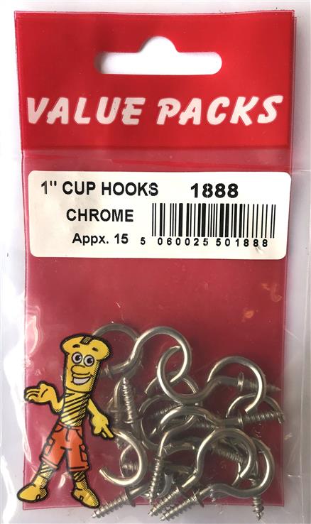 1" Chromed Cup Hooks