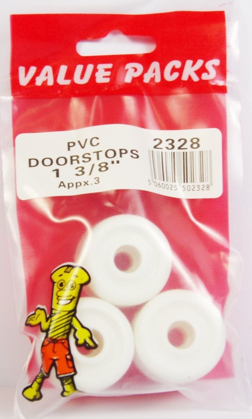 2328 - DS138 - 1 3/8'' PVC Door Stops White - 2/PK