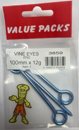 3859 - VE100 - Pitons à œil 100mm x 12g Zinc | Quincaillerie haut de gamme