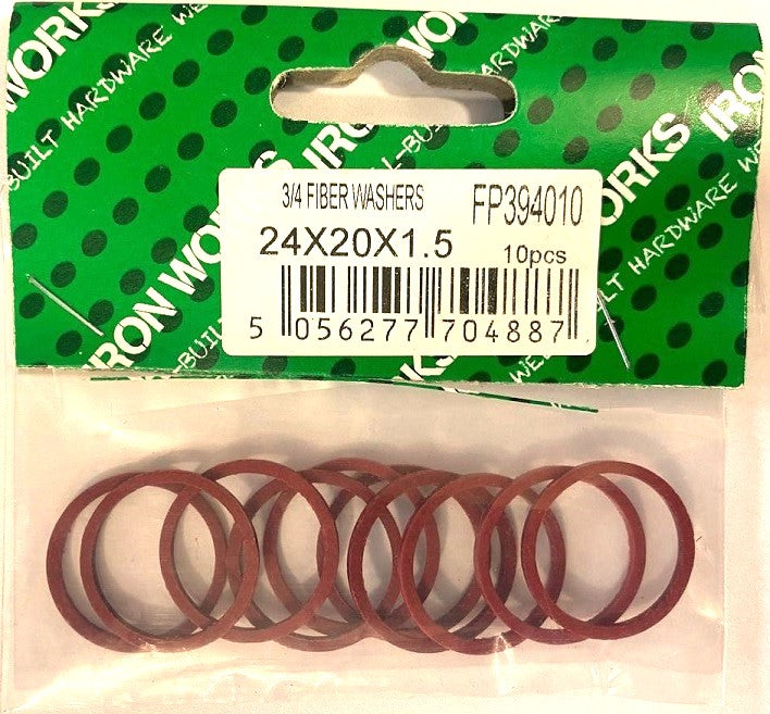 Rondelle de fibre 3/4 de haute qualité 24,3 mm D.E. x 20,5 mm D.I. x 1,5 mm d'épaisseur (Paquet de 10)