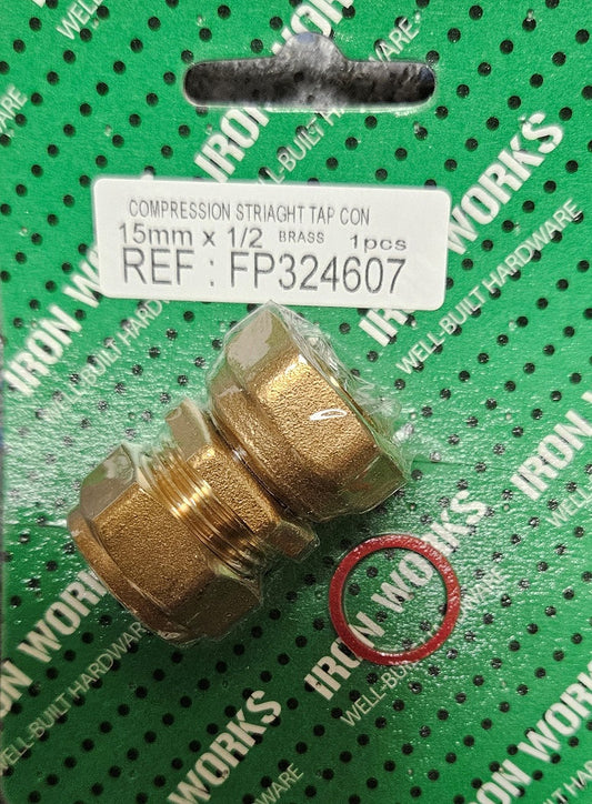 5037 FP324607: Raccord de robinet droit à compression 15 mm x 1/2
