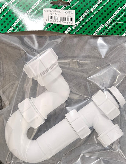 4535 FP340700 1 1/4 (32 mm) Siphon en P réglable avec buse d'entrée -