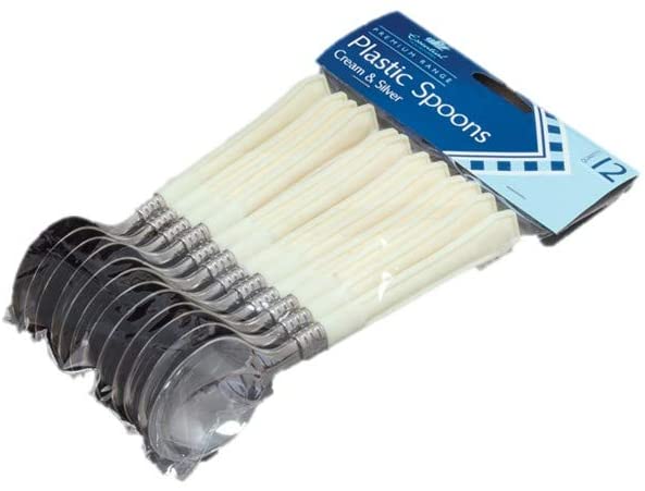 Cuillères en plastique Crème et Argent - Paquet de 12