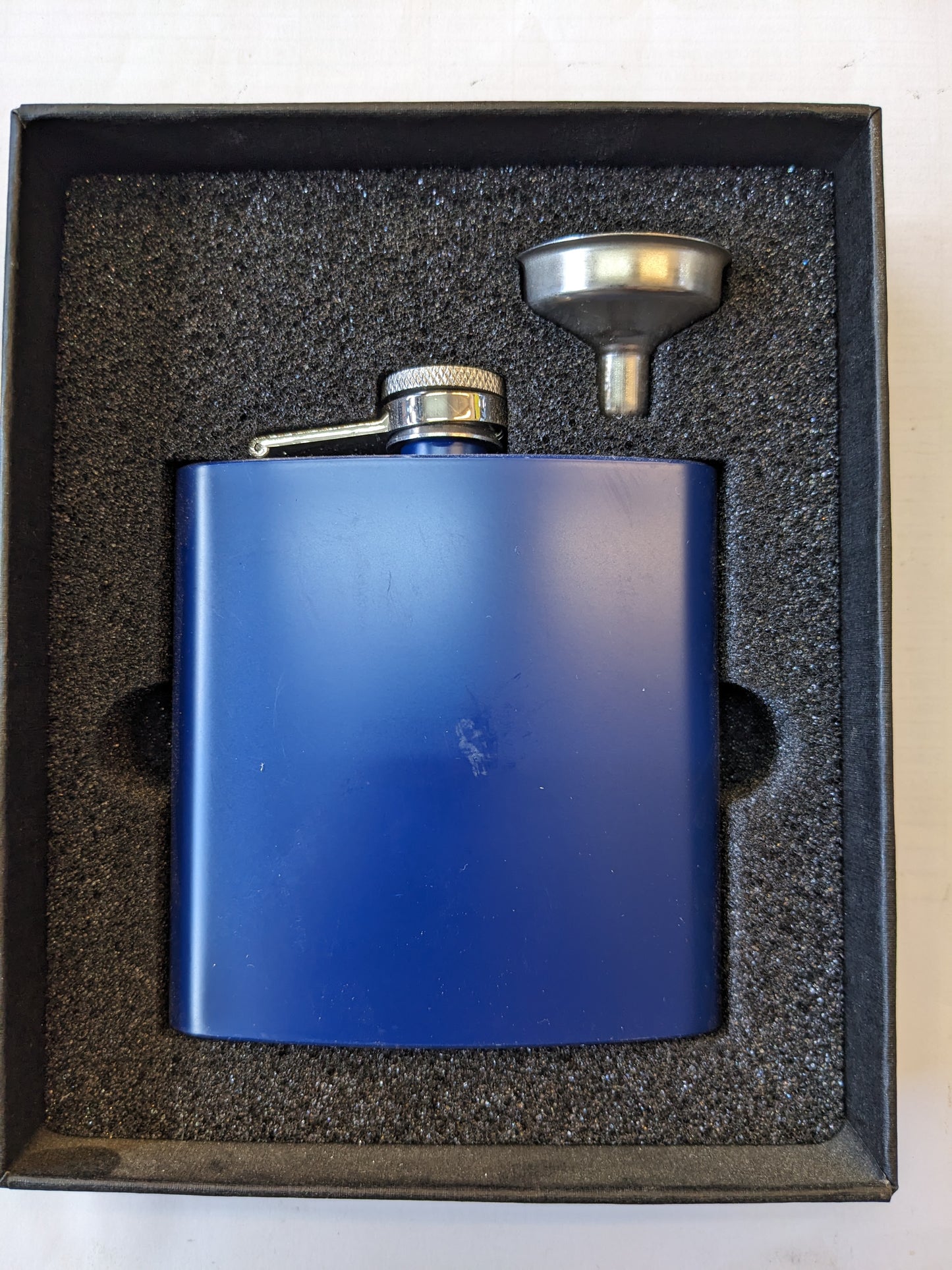 Flacon de hanche en acier inoxydable 17 cl Entonnoir bleu