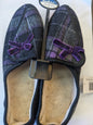 Ladies Velour Checked Easy Opening Slippers Purple sizes 4