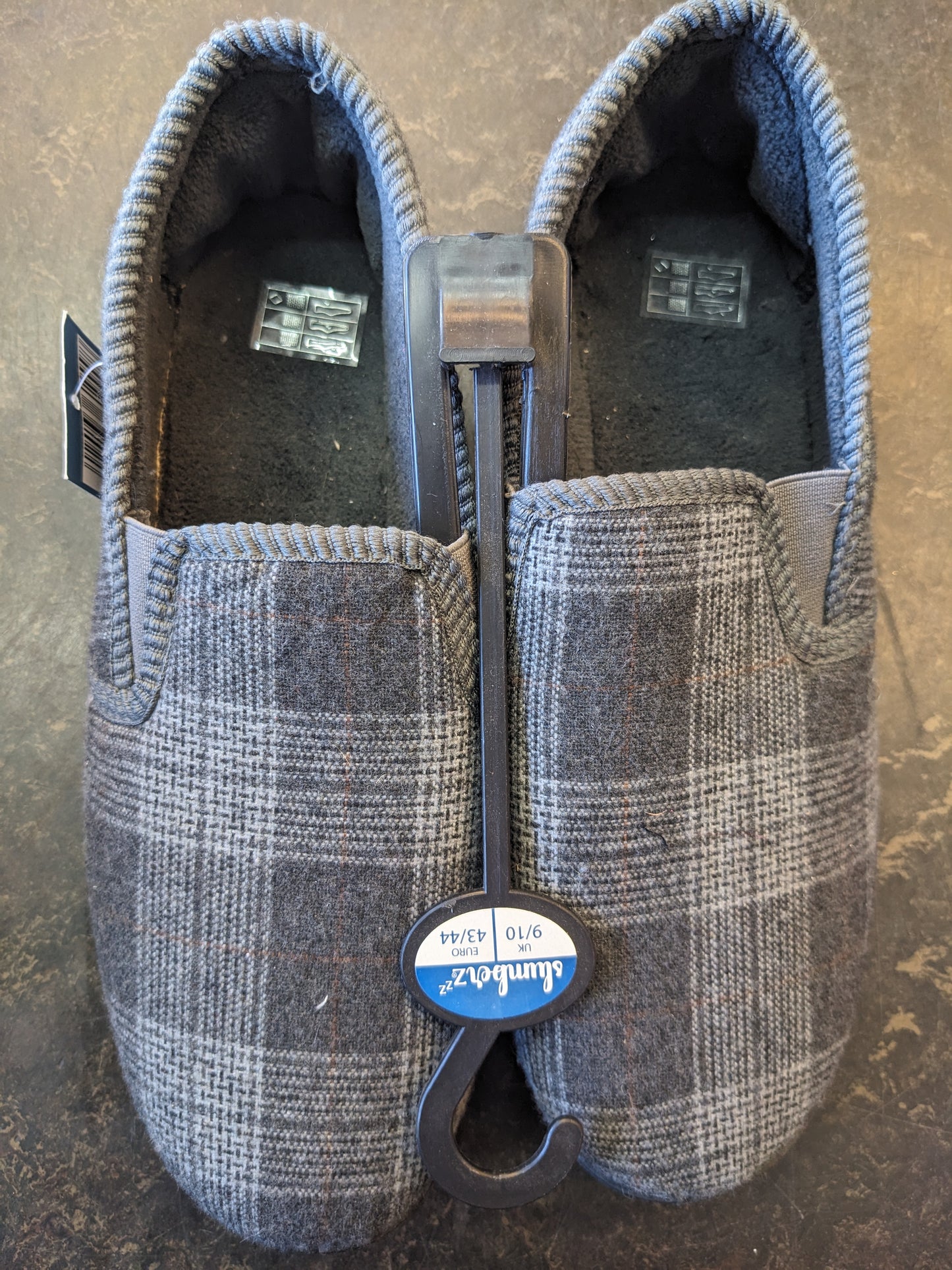 Chaussons entiers à carreaux pour hommes avec semelle injectée Gris Taille 43/44
