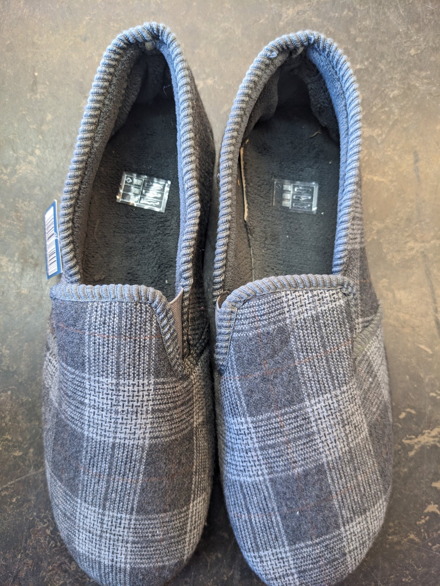 Pantoufles à carreaux grises pour homme, grande taille, avec semelle injectée, pointure 44/45