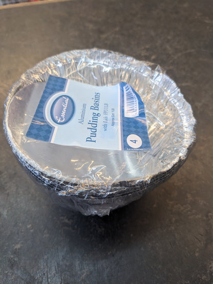 Essential Aluminum 4 Pudding Basins with Lids 1 LB
