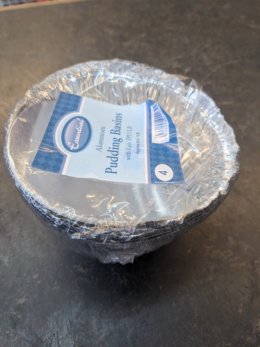 Lot de 4 moules à pudding en aluminium avec couvercles 450 g