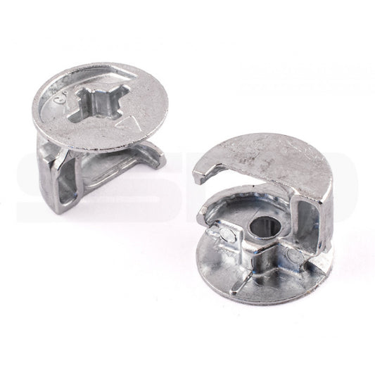 Cam Long 2pkFurniture Cam Lock Nuts, BZP 15mm Diameter X 12m
