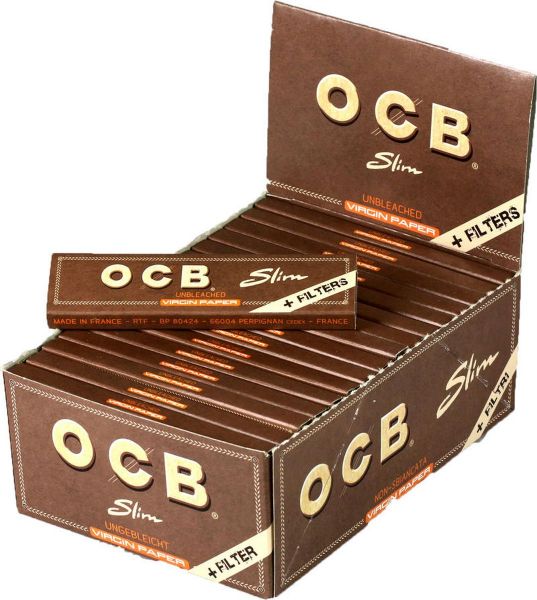 OCB BROWN SLIM Premium Slim Virgin Paper with Filters