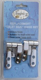 Metallic Solid Toilet Seat Replacement Hinges and Fixing Set Chrome Finish