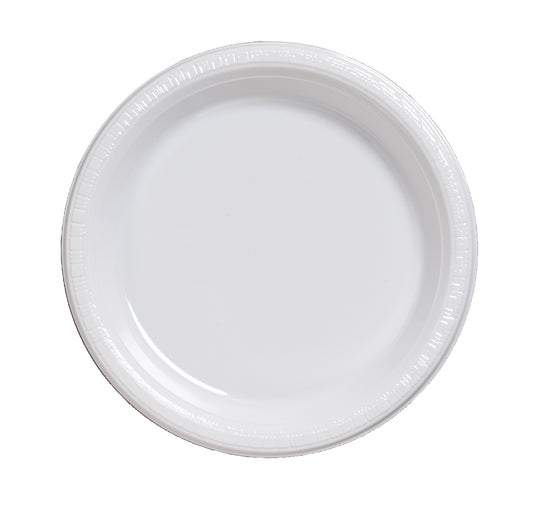 ASSIETTES EN PLASTIQUE BLANCHES 22CM GRAND FORMAT LOT DE 25