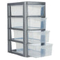 Plastic Storage Drawers 4 Tower Platinum