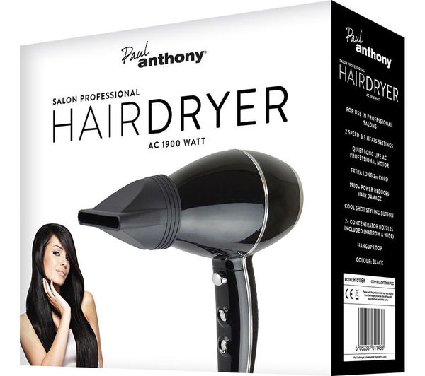Sèche-cheveux professionnel CA 1900 W Paul Anthony – Noir