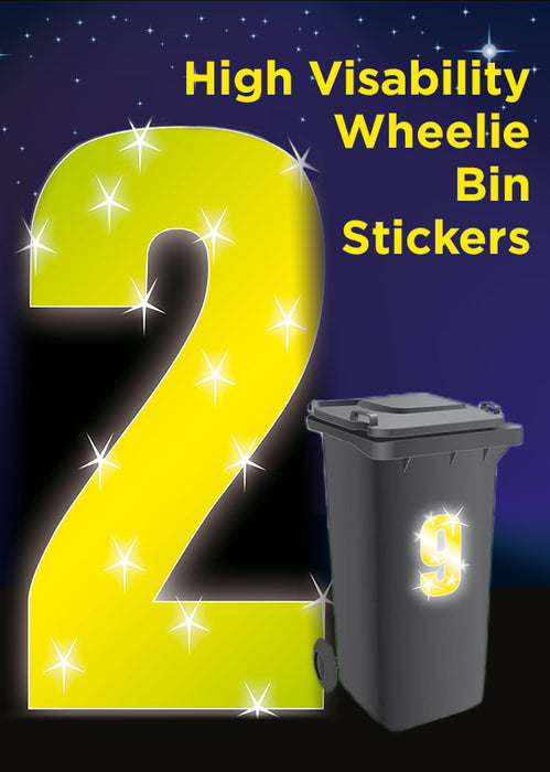 Wheelie Bin Numbers, Reflective Yellow Self Adhesive Vinyl No. 2 (150mm)