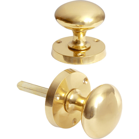 Victorian Mortice Door Knob Set, Solid Brass