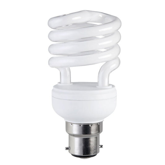 Energy Saving CFL Spiral Lamps, 15W BC/B22/B22d/Ba22d (Boxed)