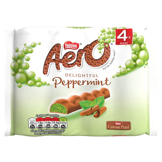 Aero Chocolat Menthe Poivrée Aéré, 27g (Paquet de 4)