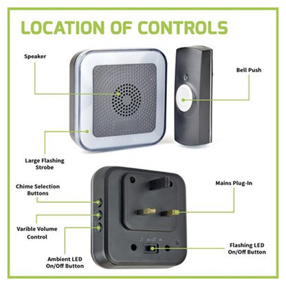 MIP3 - 32 Melody Hearing Impaired Door Chime Kit - Black