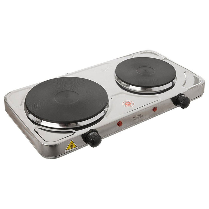 KitchenPerfected 2000w Double Hotplate - Stainless Steel