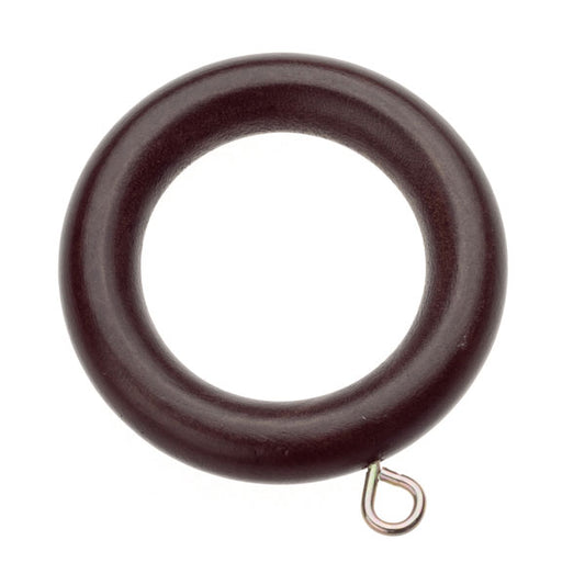 Curtain Pole Rings With Fixed Eyelet, Dark Brown Plastic, Internal Diameter 28mm (To Fit Curtain Poles Up To 20mm Diameter)