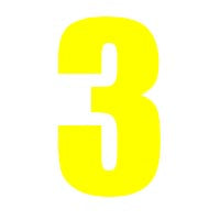 Wheelie Bin Numbers, Reflective Yellow Self Adhesive Vinyl No. 3 (150mm)