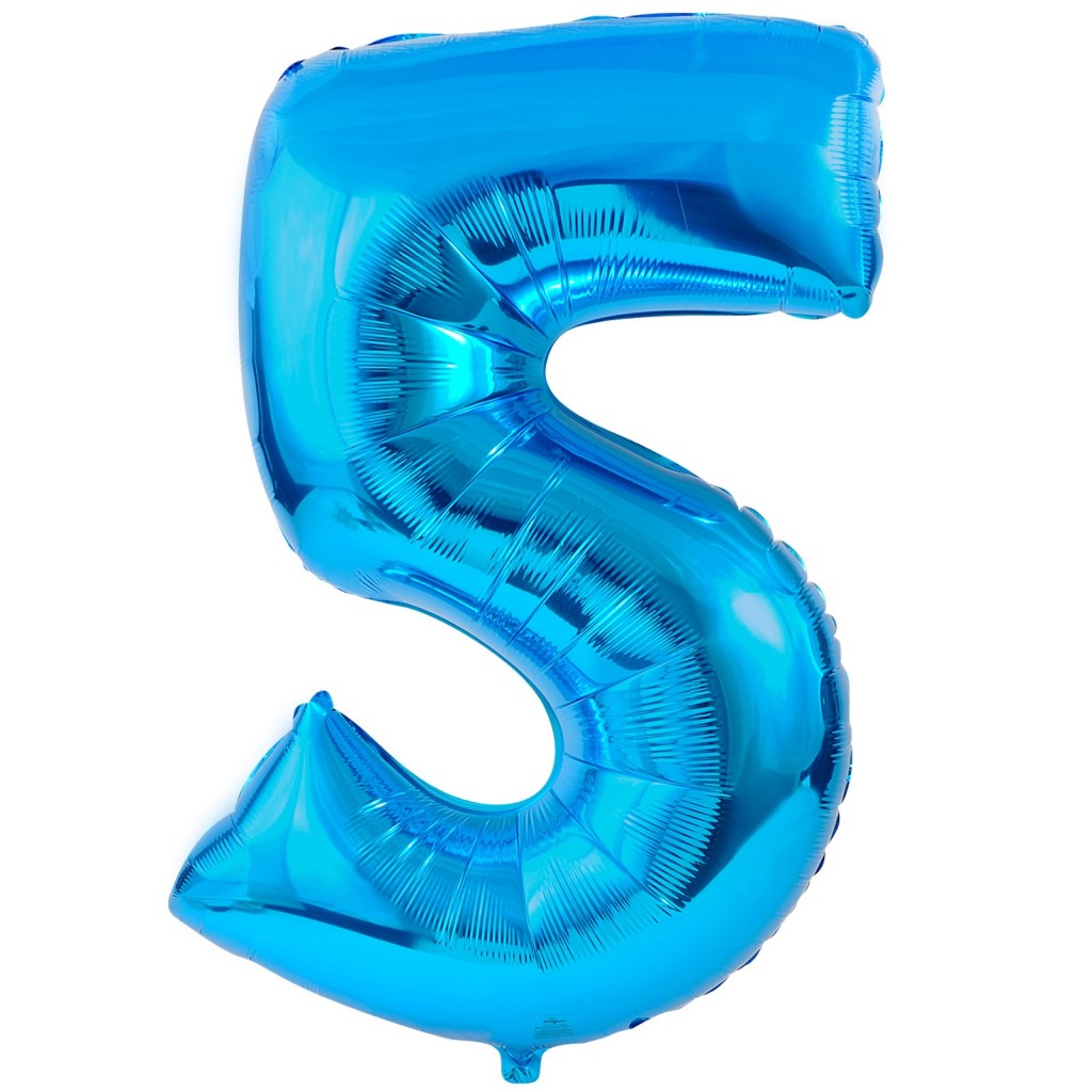 BALLON GÉANT 40 POUCES BLEU CHIFFRE 5
