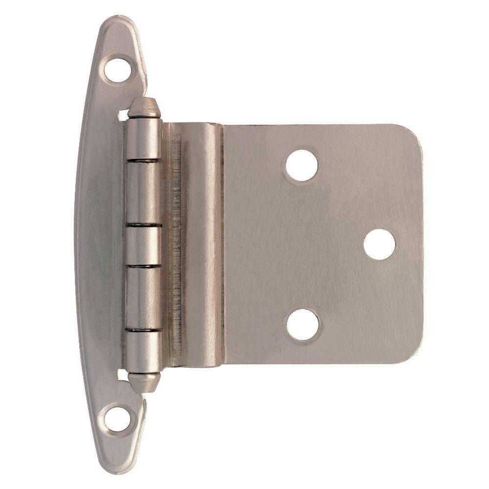 Cabinet Hinges, USA Style, Sprung Satin Nickel 1.3mm Thick Inset 1pk