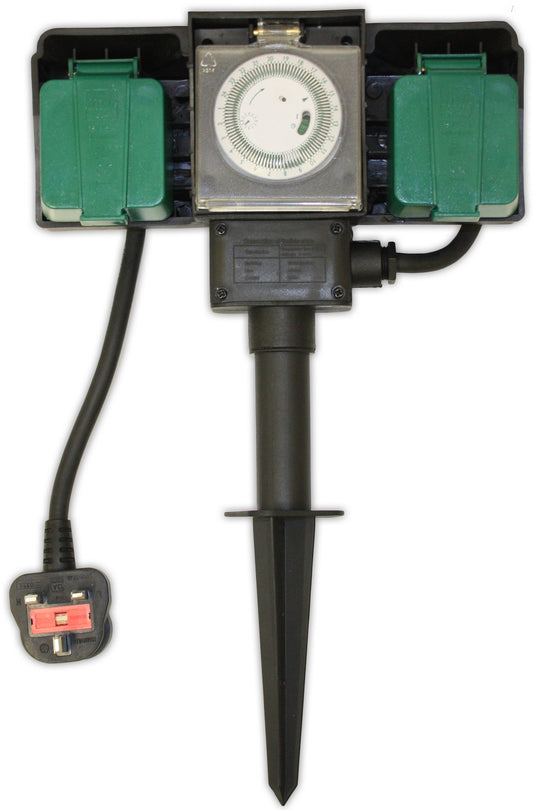 2 WAY GARDEN SOCKET WITH TIMER