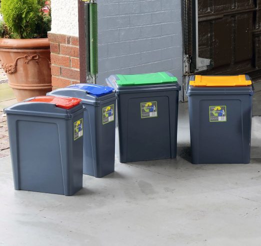 Recycle It 25L Slimline Bin & Lid Graphite/Gen. Blue